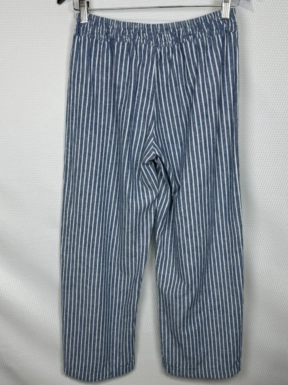Beach Lunch Lounge Pants Sz Extra Small Linen Blend Striped Blue White Tie Waist - Picture 4 of 14